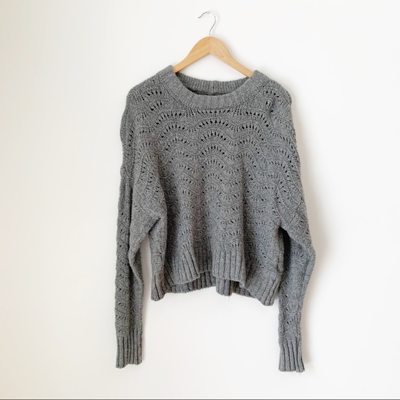 American Eagle Outfitters Sweaters - American Eagle Gray Open Knit Sweater Size Large